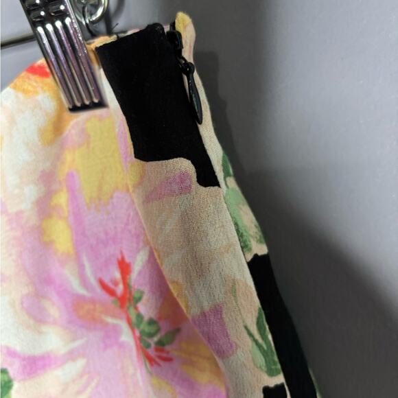 Sage the Label Pink and Black Floral Print Flowy A Line Skirt Size Large - Picture 3 of 7